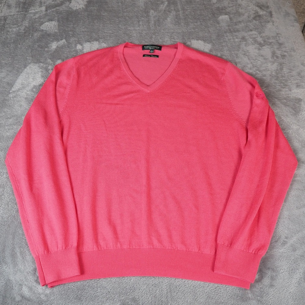 Fairway & Greene Signature V-Neck Golf Sweater Italian Merino Wool Mens Large
